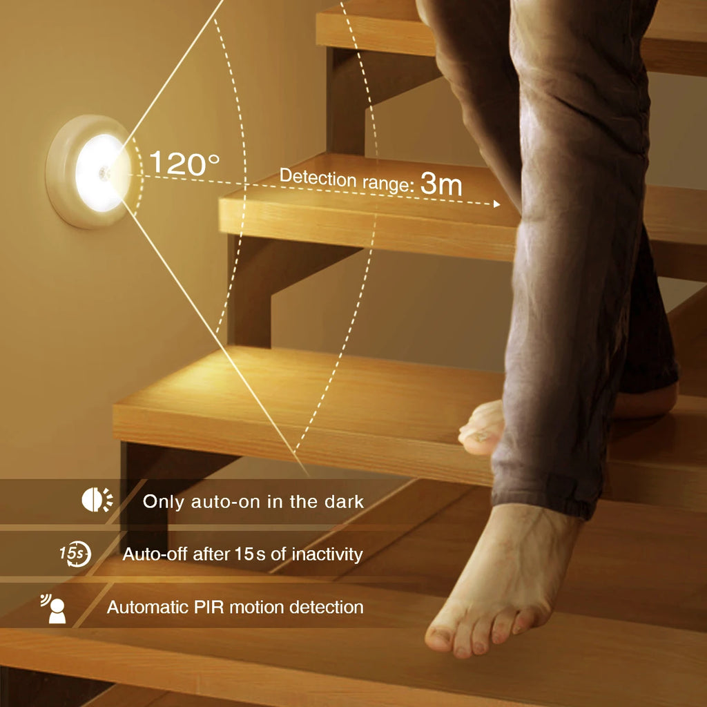 AMIR Upgraded Motion Sensor Light Cordless Battery-Powered LED Night Light Stair Lights Wall Lights for Hallway Bedroom Kitchen