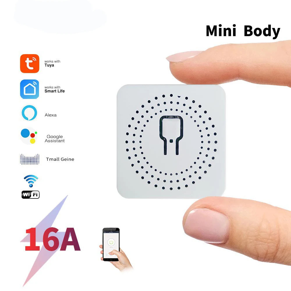 16A Two Way Control DIY WiFi Mini Smart Light Switch Tuya/Smartlife APP Remote Control for Alexa Google Home Automation