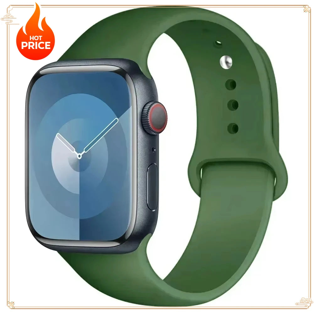 Original Silicone Strap for Apple Watch Band 38/40/41/42/44/45/46MM 49mm Bracelet for Iwatch Serie 10 9 7 4 5 6 8 SE Ultra 2 3