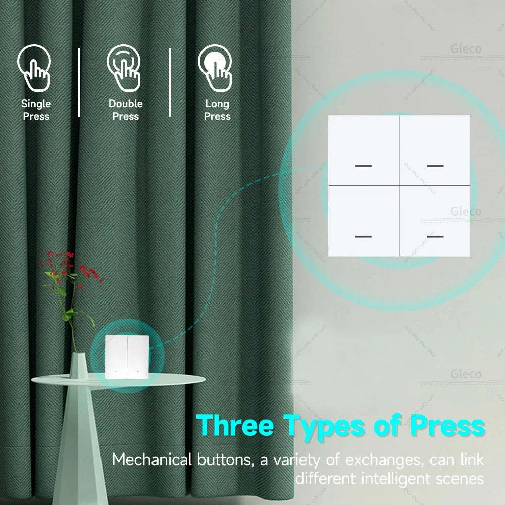 ZigBee Tuya Scene Switch 4 Gang 12 Scenario Wireless Push Button Controller Battery Powered For Smart Life APP Home Automation
