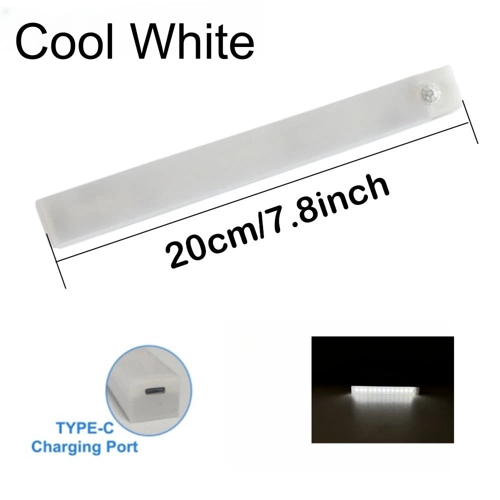 Motion Sensor  Bar  Light Type C Rechargeable Light  LED Magnetic attraction Night Light  for Kitchen Bedside Wardrobe bookcase