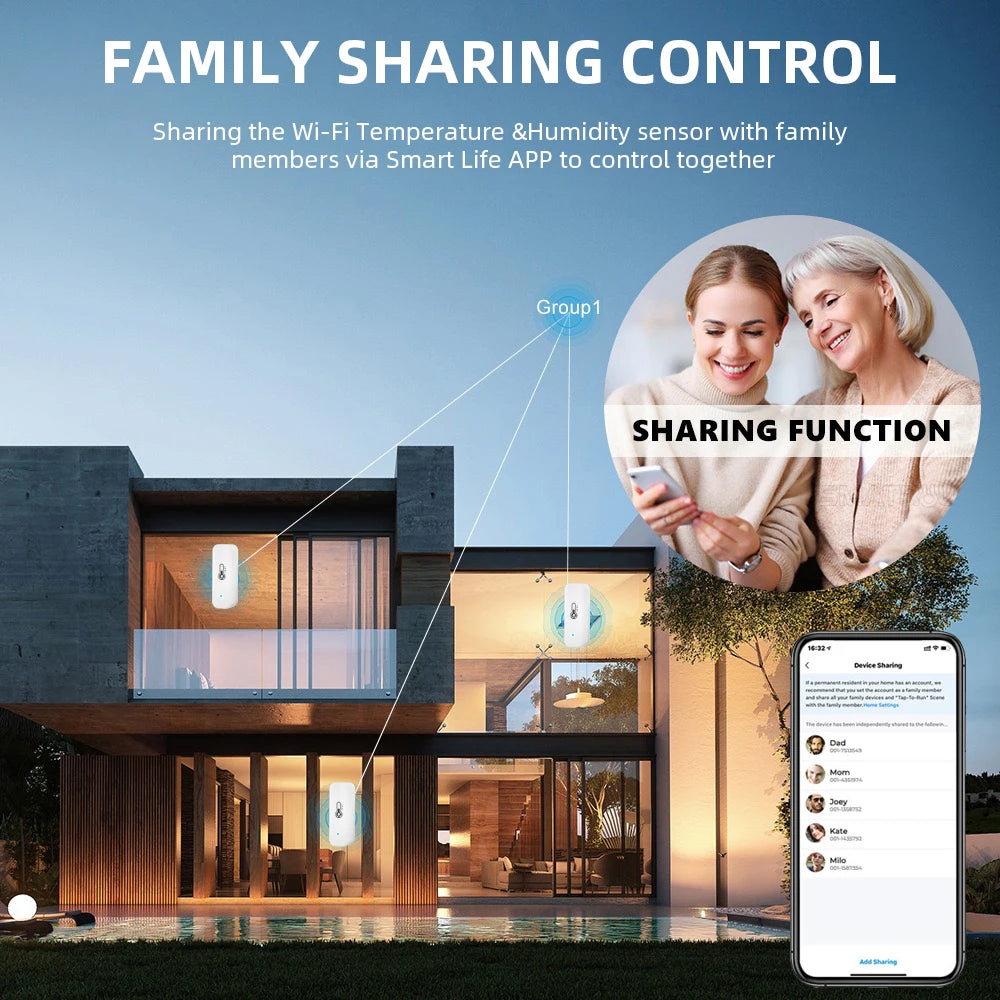 1~10PCS Tuya WiFi Temperature and Humidity Sensor Remote Monitor For Smart Home Work with Alexa Google Assistant