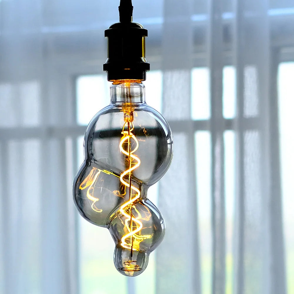 TIANFAN Vintage Led Bulb Small Bubble 4W φ95mm Dimmable 110V 220V Edison Led Filament Decorative Light Bulb E26 E27 Smoke