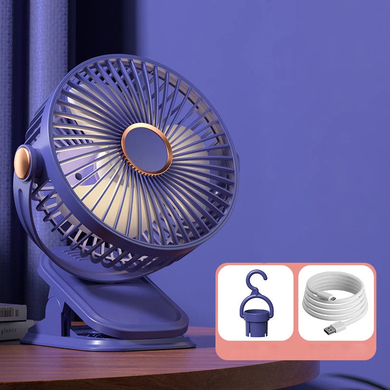 Clip Fan 5 Speed Electric fan USB Quiet Mini Home Office Desk Fans Air Cooler Outdoor Portable Cooling Clip on Fan for Strollers