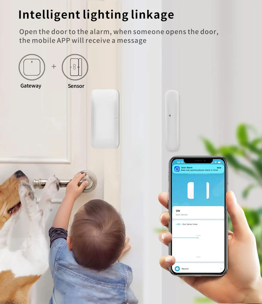 Tuya Zigbee Wireless Door Windows Sensor Mini Smart Home Wireless Door Detector Door Open Closed Alarm System for Alexa
