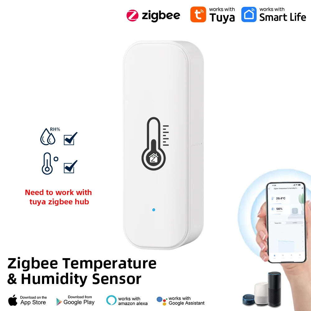 Tuya Zigbee Temperature Humidity Sensor Smart Life Remote Monitor For Smart Home Work with Alexa Google Assistant