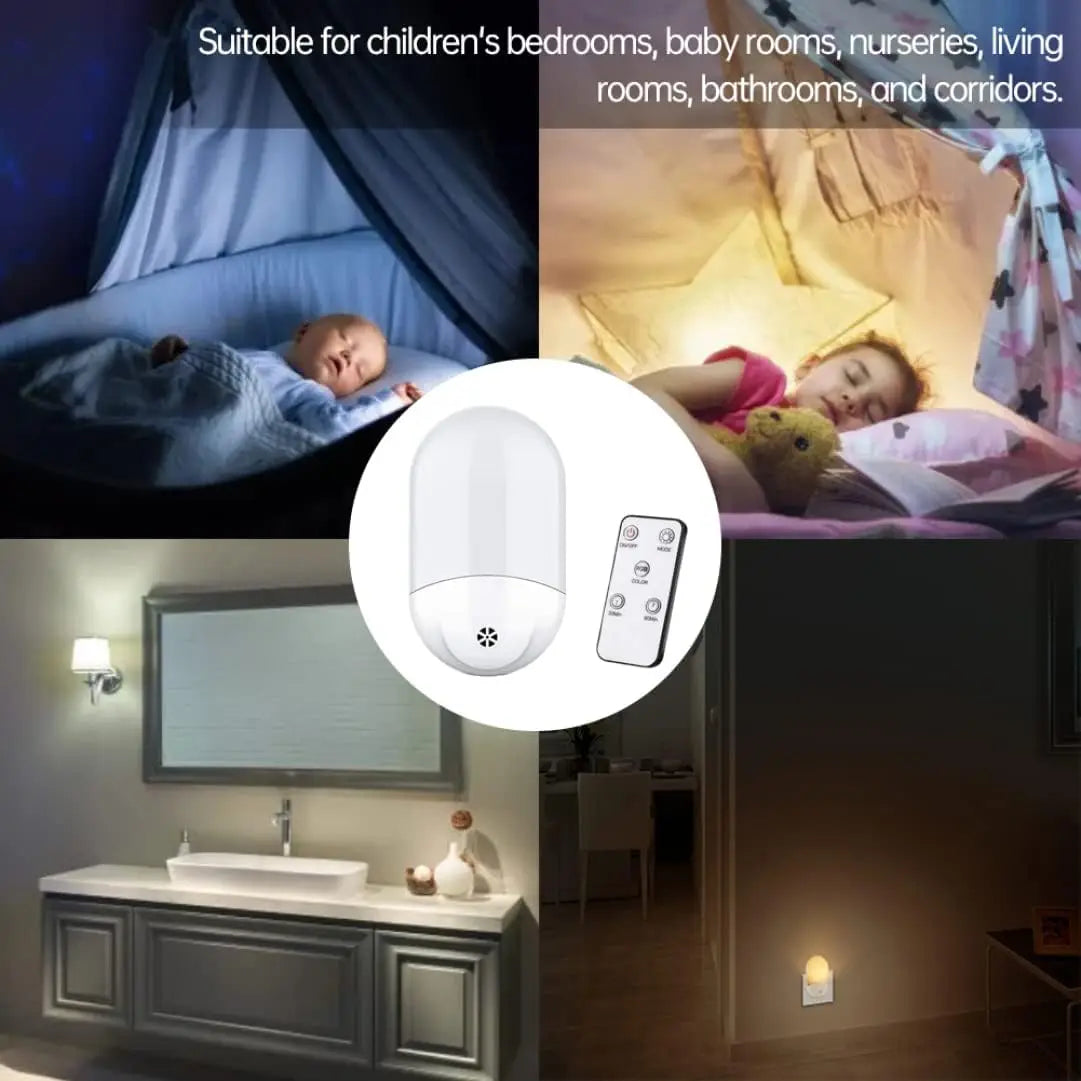 Baby Night Lamp Warm LED Bedside Lamp with Plug-in Wall Remote Control  Kawaii Room Decor RGB Multicolor Light