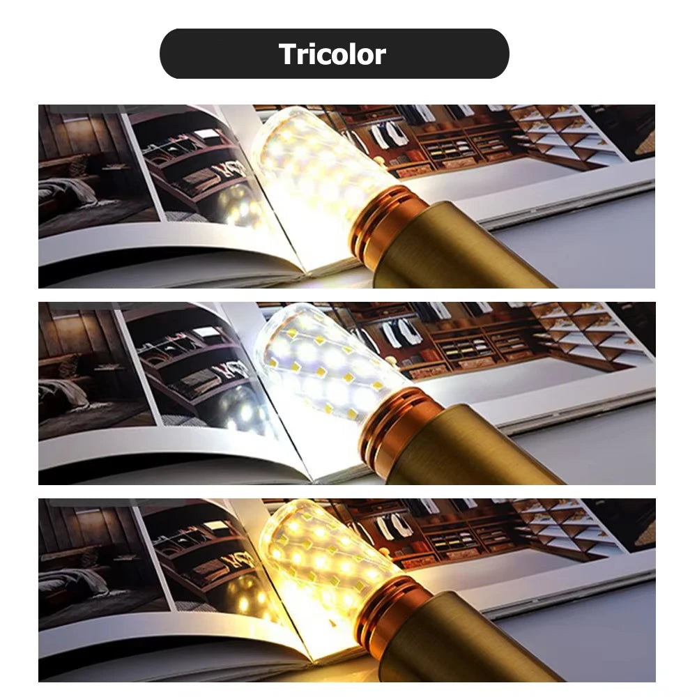 10PCS/Set E27 E14 LED Light 12W 16W 20W Super Bright Lamp Tricolor Changeable Corn Bulb 110V 220V for Home 360Degree Lighting