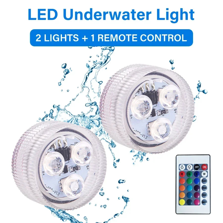 Submersible LED Night Lights Remote Control RGB Tea Underwater Light Battery Powered for Party Vase Fish Tank Room Decoration