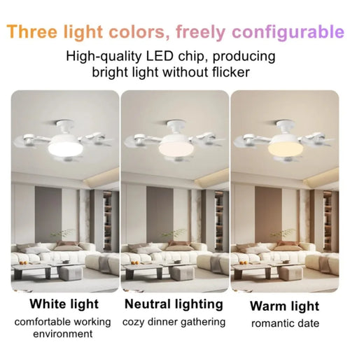 3/4 Heads Drone Style E27 Ceiling Fan Light 2-in-1 AC85-265V Three Colors LED Fan Lamp With Remote Control For Home Restaurant