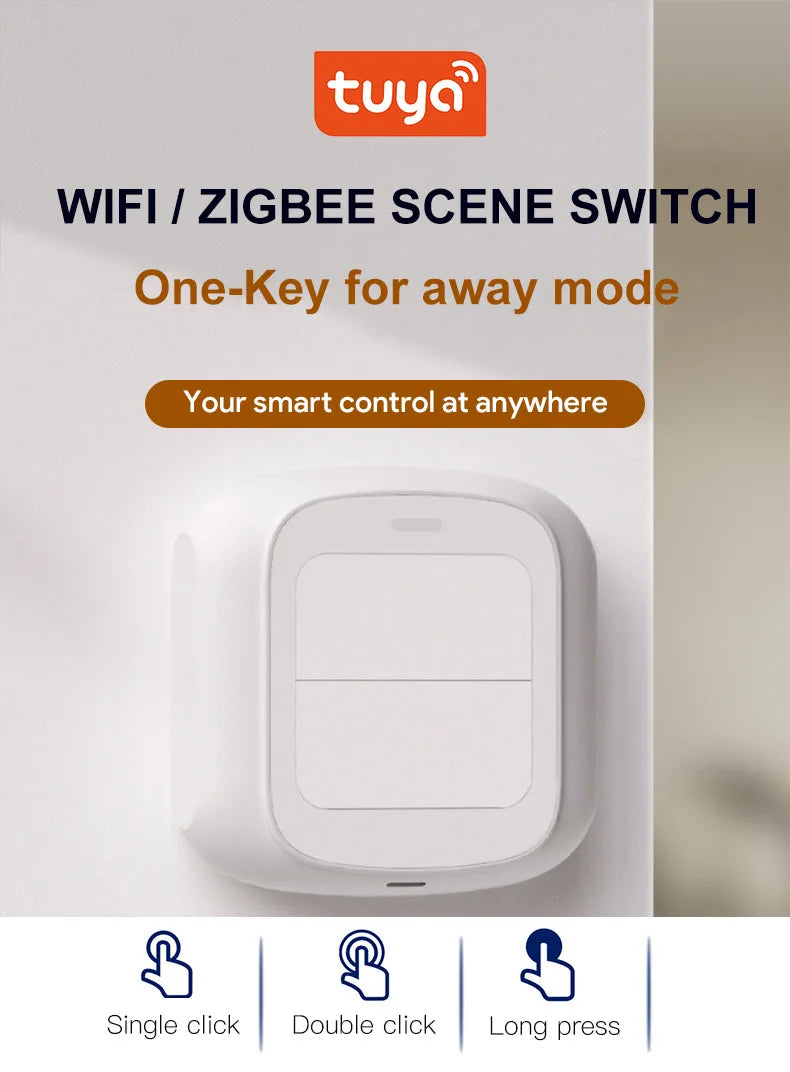 Tuya 2 Gang WiFi/ZigBee Wireless 6 Scene Switch Wall Push Button Controller Automation Control Switch For Smart Life App