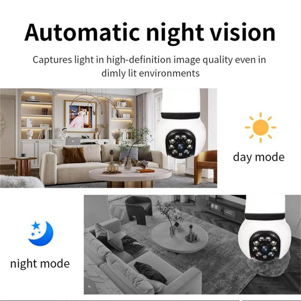 8MP E27 Bulb Lamp Camera LED Bulb Smart IP Surveillance Two-way Audio AI Auto Detect Wireless Surveillance Cameras WIFI Camera