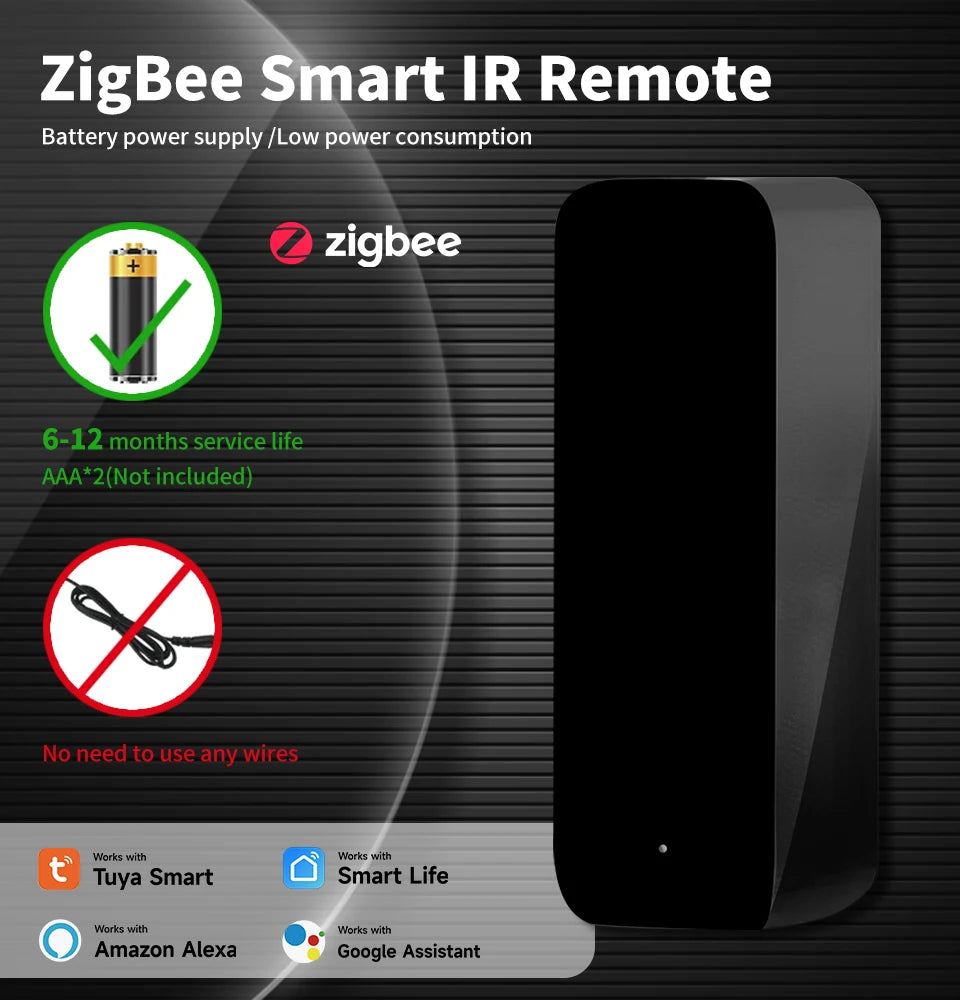 IHSENO Tuya Zigbee IR Remote Controller Smart Home Zigbee IR Remote Battery-Powered Compatible with Alexa Google Assistant