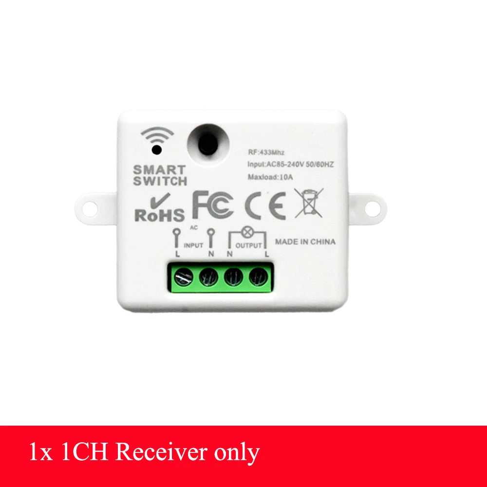 AXUS 110V 220V Mini Receiver 433HMz Wireless Round Button Remote RF Safey Switch Module 2200W Fr Home LED Lamp Bulb