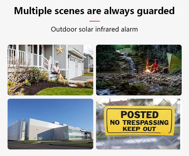 Waterproof Solar Powered Alarm Light Remote Control Motion Sensor Detector Siren Strobe Alarm Pet For Home Yard Outdoor Security