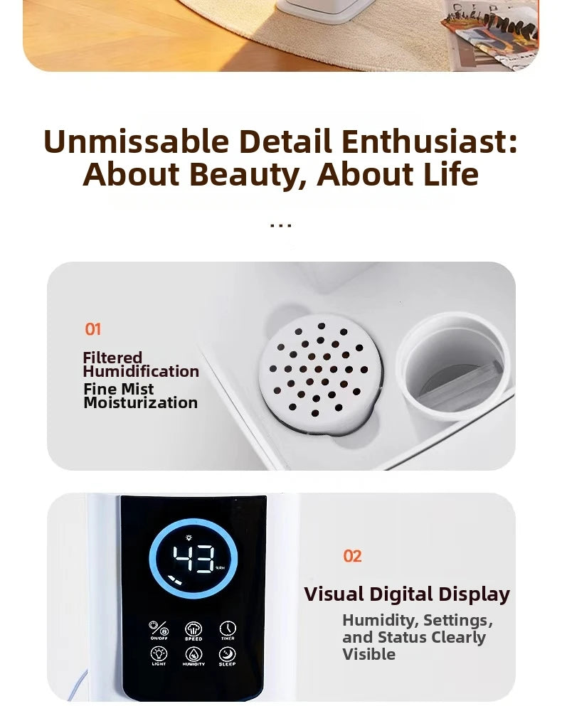9L Smart Humidifier for Bedroom Ultrasonic Large Mist Air Humidifier Ultra-Quiet 28dB, Auto Shut-Off, Baby Safe White