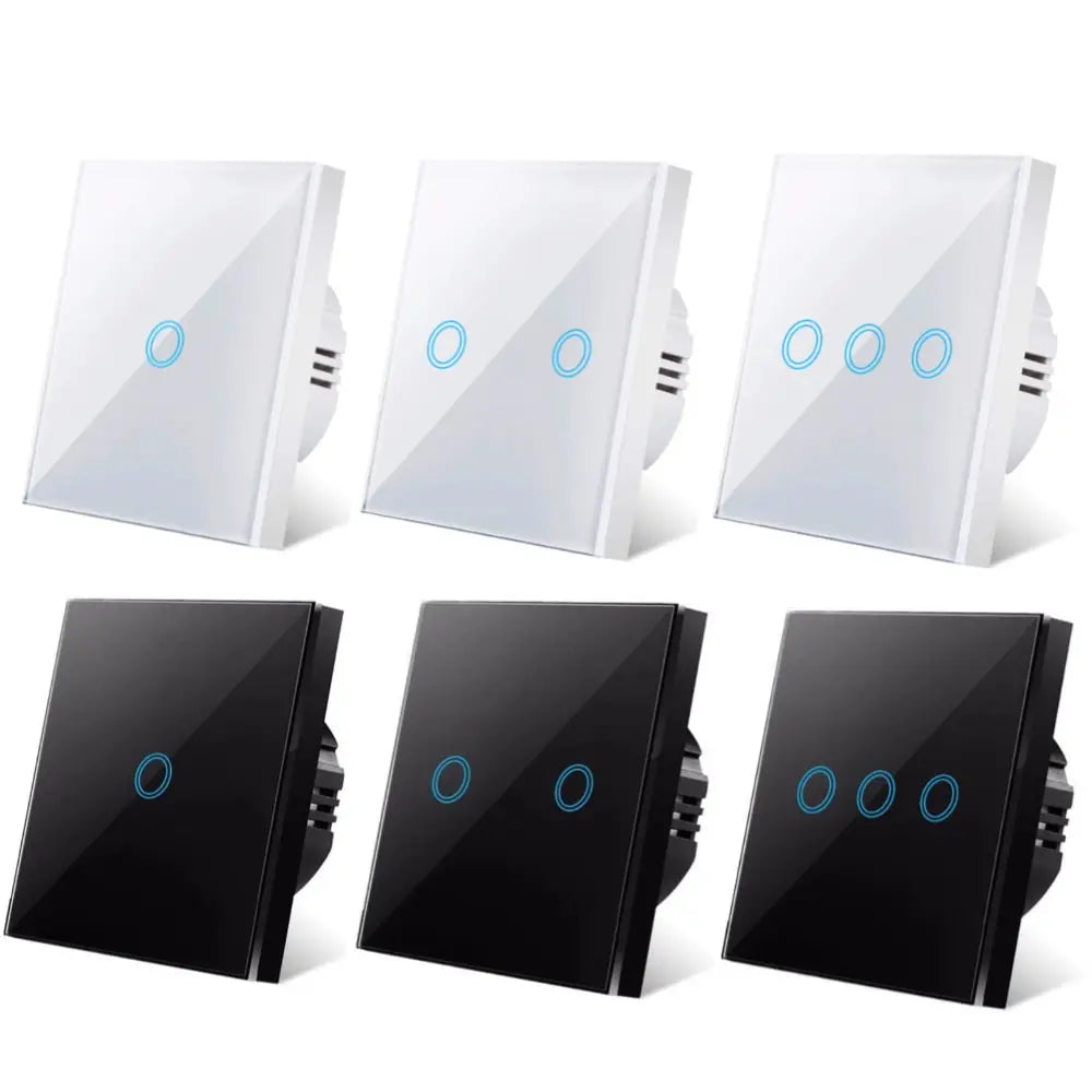 EU Touch Switch LED Crystal Glass Panel Wall Lamp Light Switch 1/2/3 Gang AC100-240V LED Sensor Switches Interruttor
