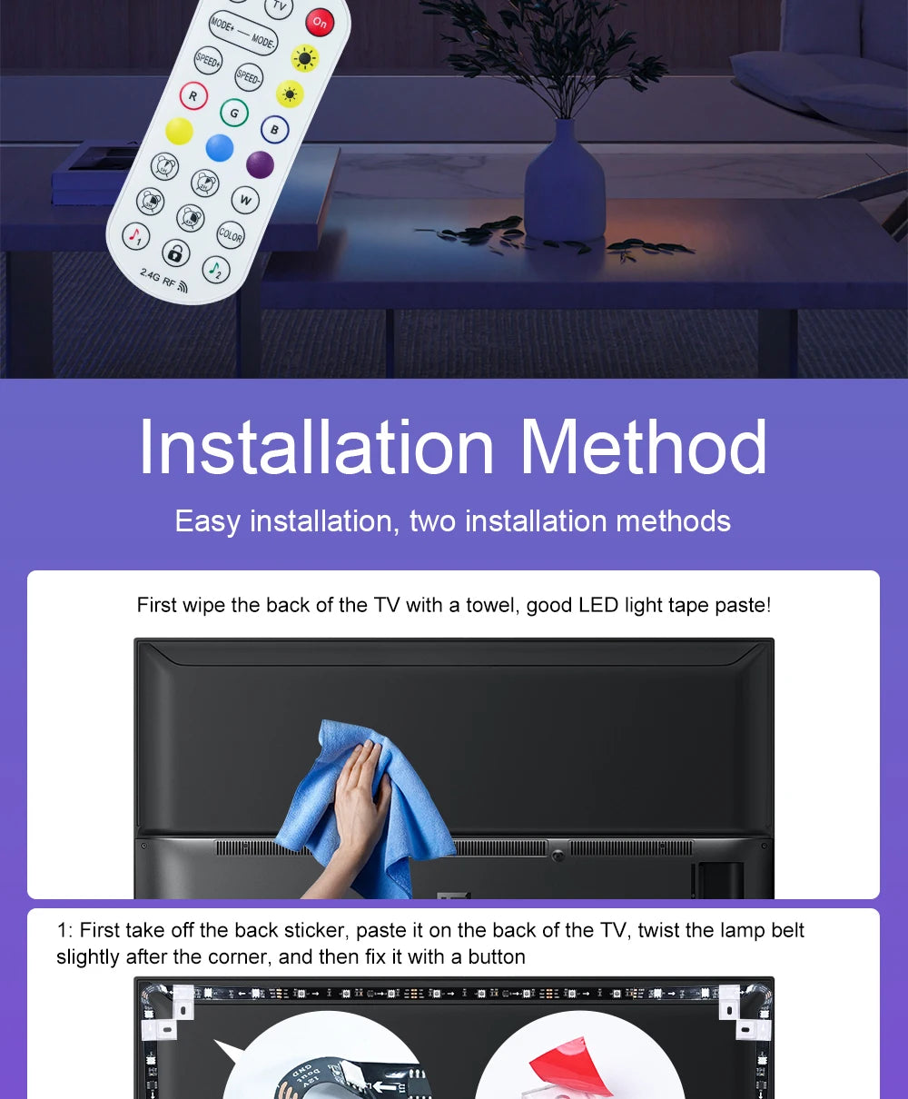 Immersion TV Backlights with Camera, Smart Ambient TV Strip Light RGB Synchronization Ambient Led Strip Light Lamp Camera Room
