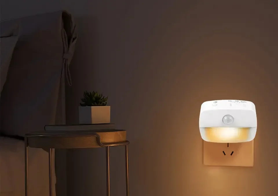 EU US Socket Led Night Light with Motion Sensor AC 85-265V PIR Human Induction Lamp 3 Colors Plug in Wall for Bedroom Hallway