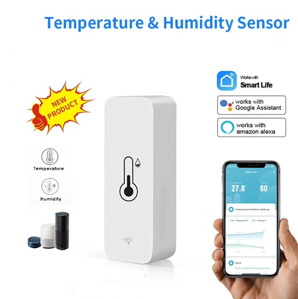 Zigbee/WIFI Tuya Smart Temperature Humidity Sensor Thermometer Hygrometer APP Remote Alarm Zigbee2Mqtt Google Assistant Alice
