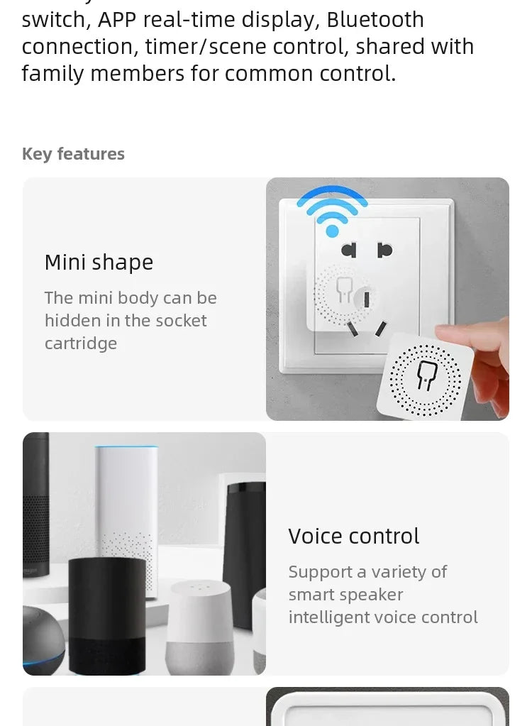 For Tuya Mini Smart WiFi Switch 16A Zigbee DIY Light Smart Switch Relay Breaker Automation Module 2-way Control Home Assistant