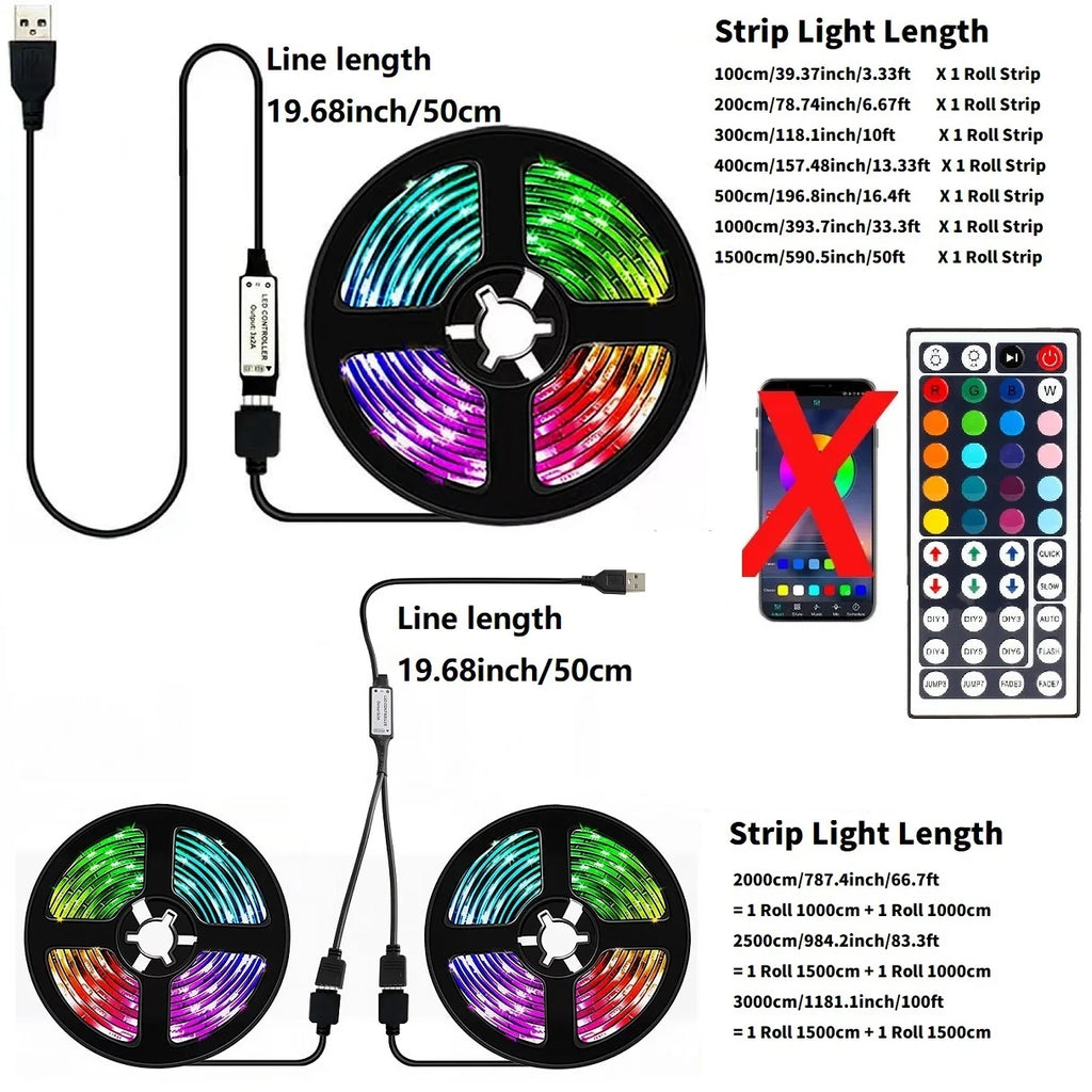 WiFi Bluetooth RGB Led Strip Lights Usb 5V for TV Smart Tape Light Remote Voice Control 5V Flexible Adhesive 18 Leds Light Strip