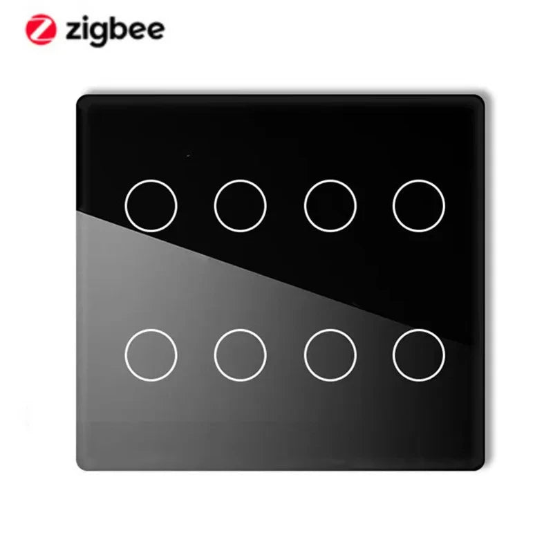 AlexXi Zigbee 4x4 Brazil Touch Sensor Glass Panel Light Switch Tuya Smart Life App 4/6/8 Gang Remote by Alexa Dot Google Home