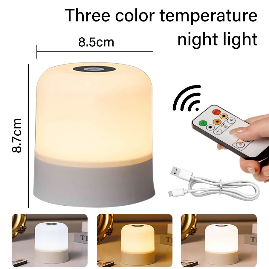 Table Lamp Bedside Lamp For Bedroom 16 Color Changing Touch Night Light RGB Remote Dimmable Rechargeable Portable Room Light