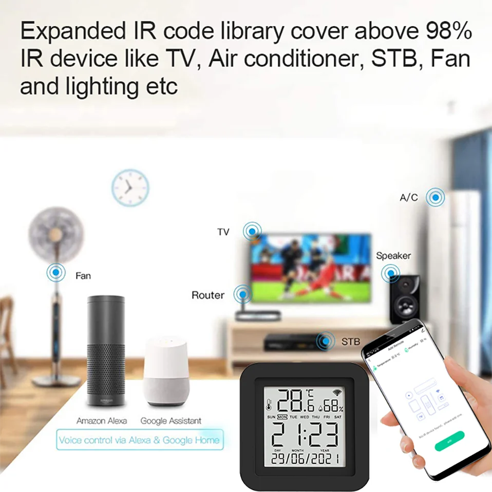 WiFi IR Remote With Temperature Humidity Sensor For Smart Home APP SmartLife Works with Alexa Google Home Yandex Alice