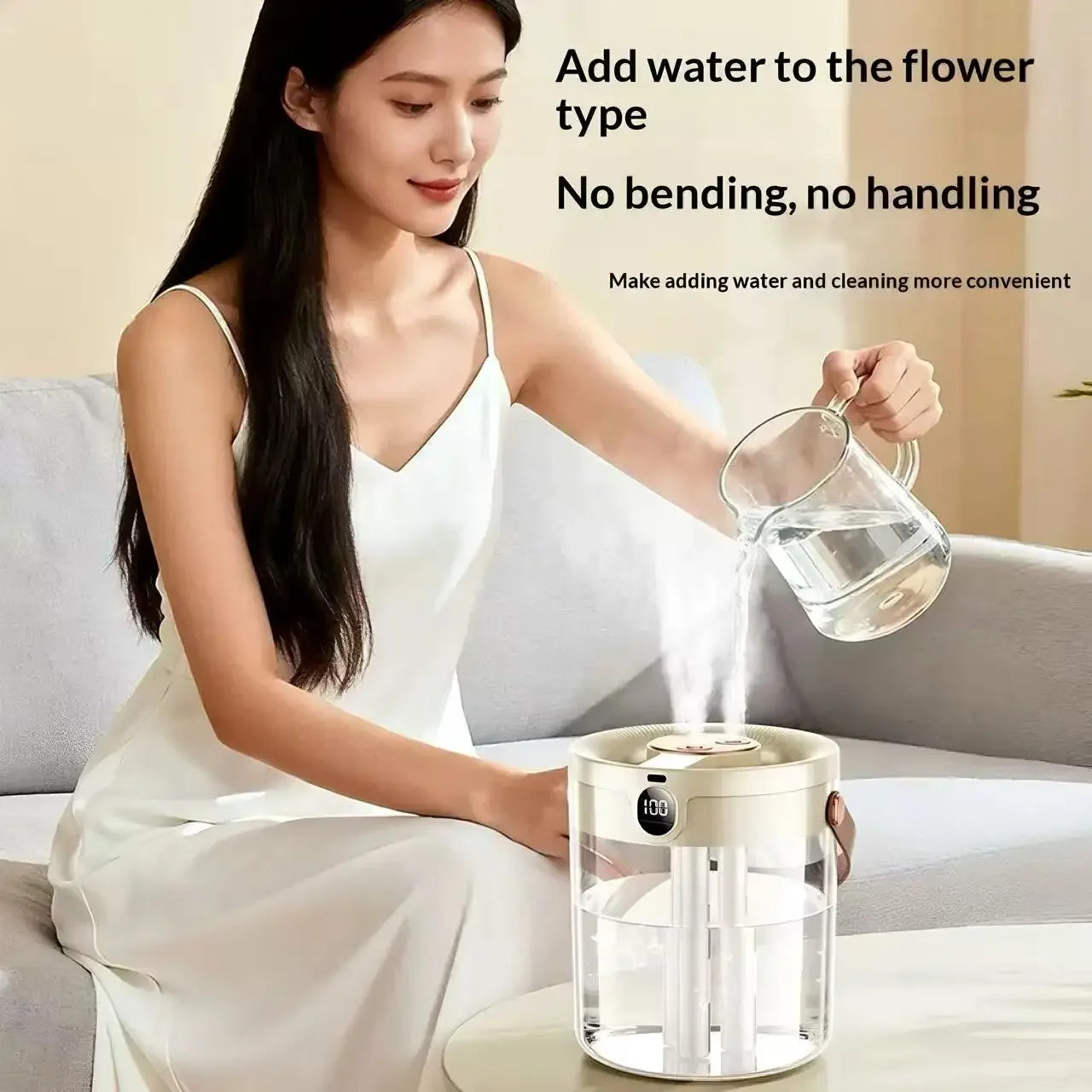 Smart 3 Spray Humidifier Digital Display Silent Large Volume Air Purifier Night Light Portable Desktop Home Bedroom Humidifier