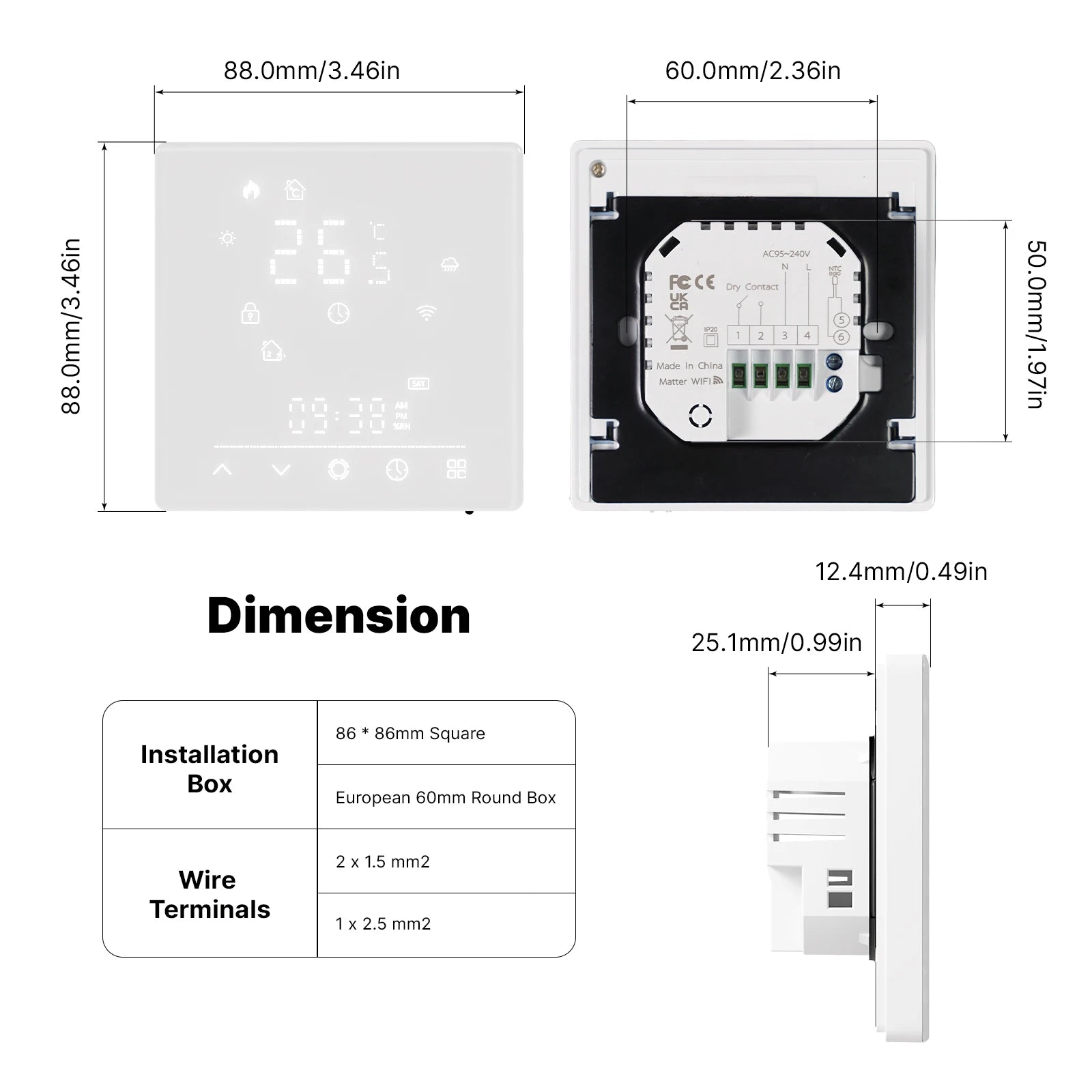 MOES Matter WiFi Smart Thermostat Temperature Controller Tuya Water Boiler Electric Heating With Alexa Google Apple Smartthings