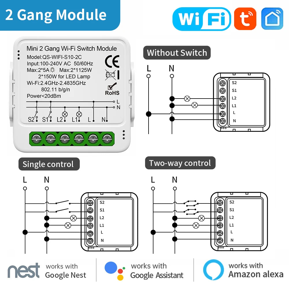 TNCE Tuya Switch Light Curtain Dimmer WIFI Zigbee, Smart DIY MINI Module, Roller Blinds Shutter Breaker, voice alexa google home