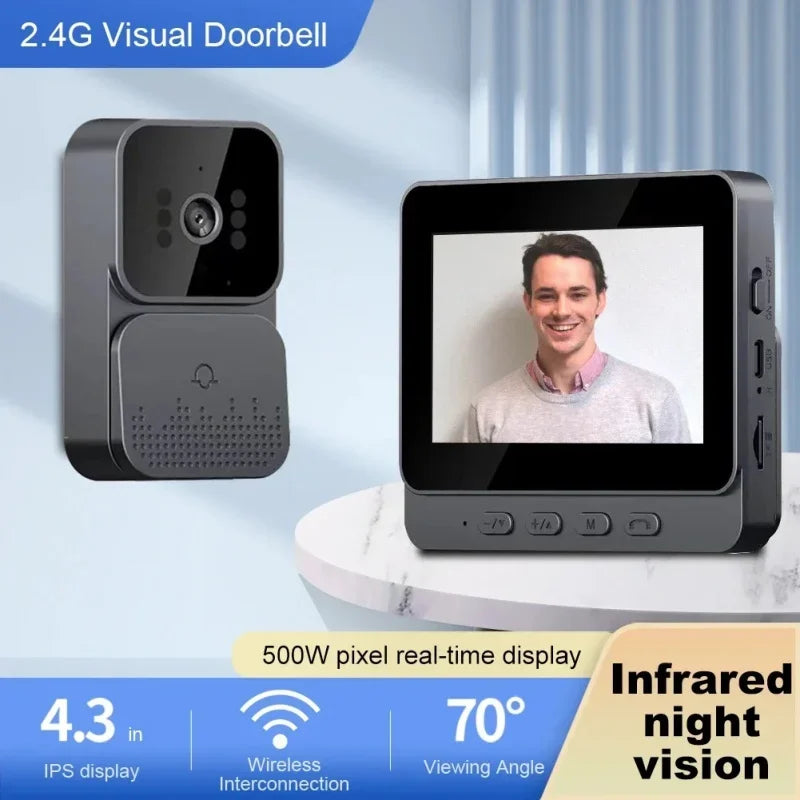 Smart WiFi 2.4G Wireless Doorbells Video Intercom Camera Inteligente Night Vision 4.3inch HD Screen For Security Home Apartment