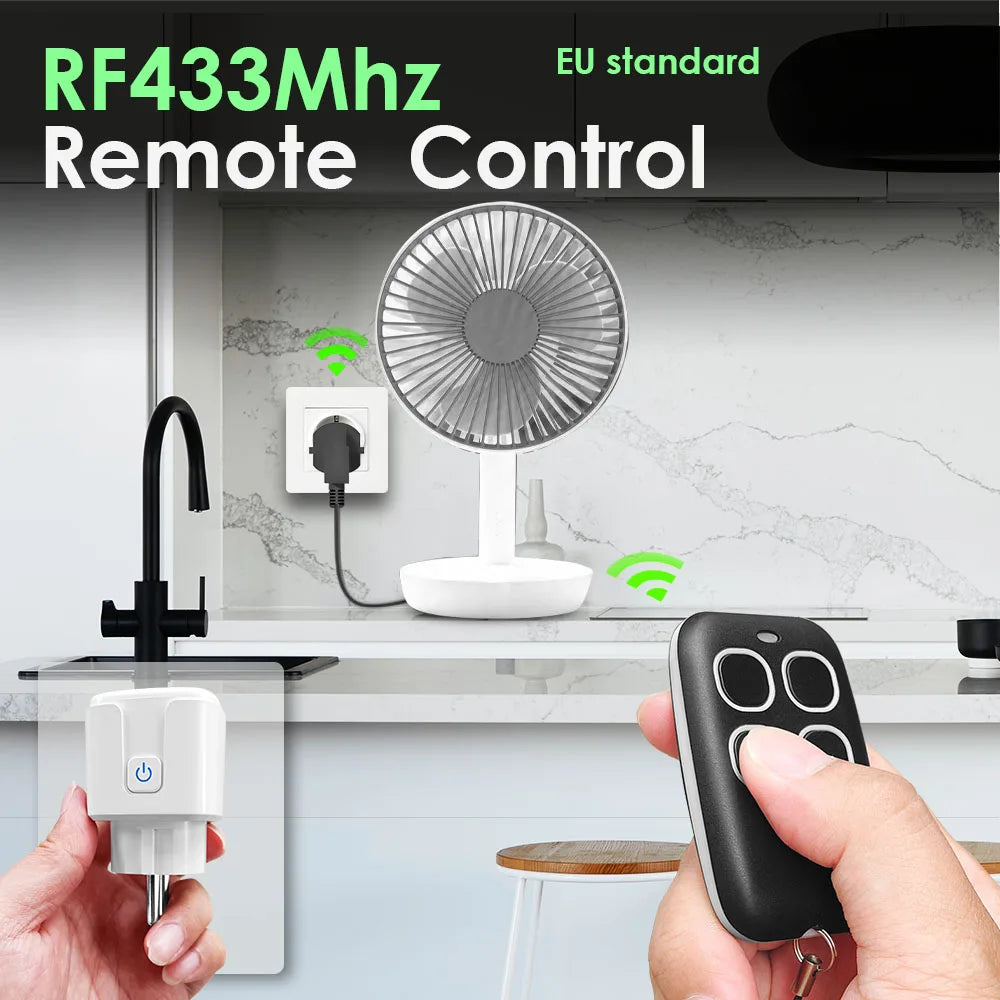 433mhz Rf Wireless Remote Control Outlet 15A Electrical Socket Switch AC 110V 220V EU Plug Black 4Button Transmitter for LED FAN