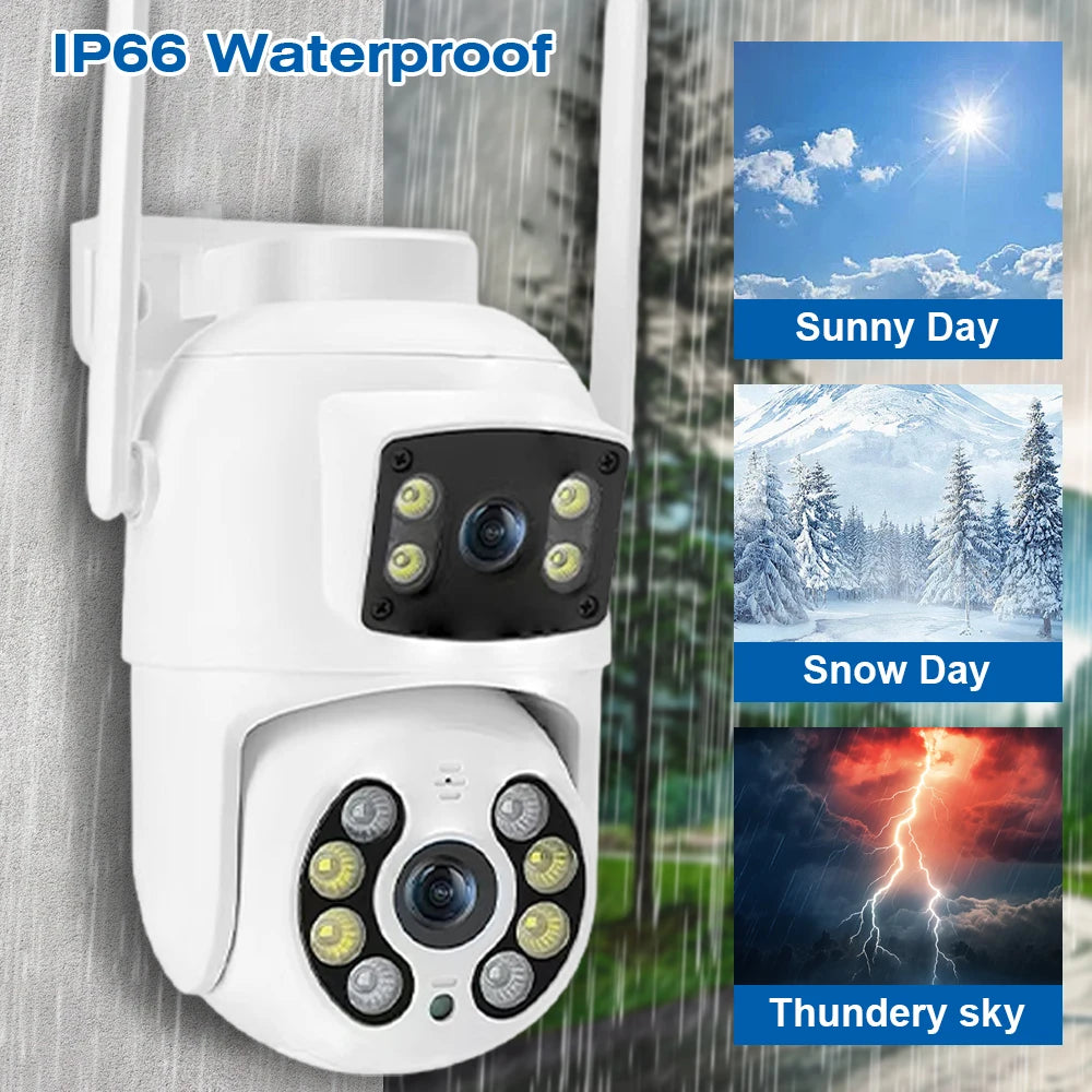 4K 8MP Dual Lens Dual Screens PTZ Wifi Camera with AI Human Detection Wireless Outdoor CCTV Security IP Camera Ziicam