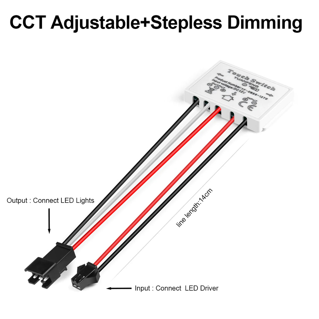 12V 5A LED Dimmer Switch Capacitive CCT Adjustable Touch Sensor Switch For Bathroom Mirror Light Backlight Decoration