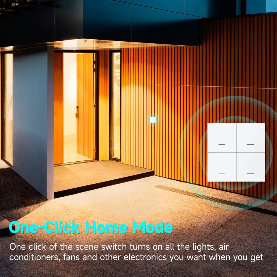 Tuya ZigBee 3.0 Smart Scene Switch Wireless Free Sticker Wall Scene Switch Push Button Battery Powered Transmitter Alexa
