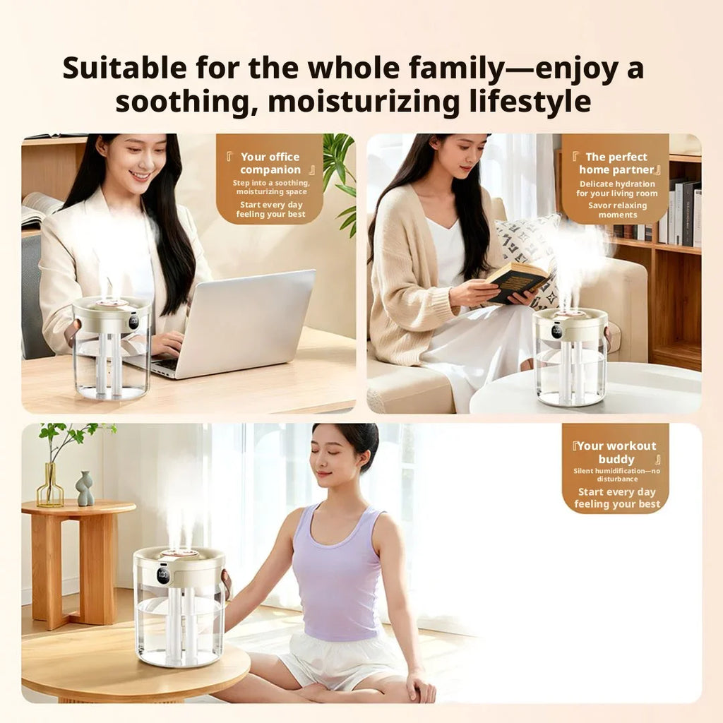 Smart 3 Spray Humidifier Digital Display Silent Large Volume Air Purifier Night Light Portable Desktop Home Bedroom Humidifier