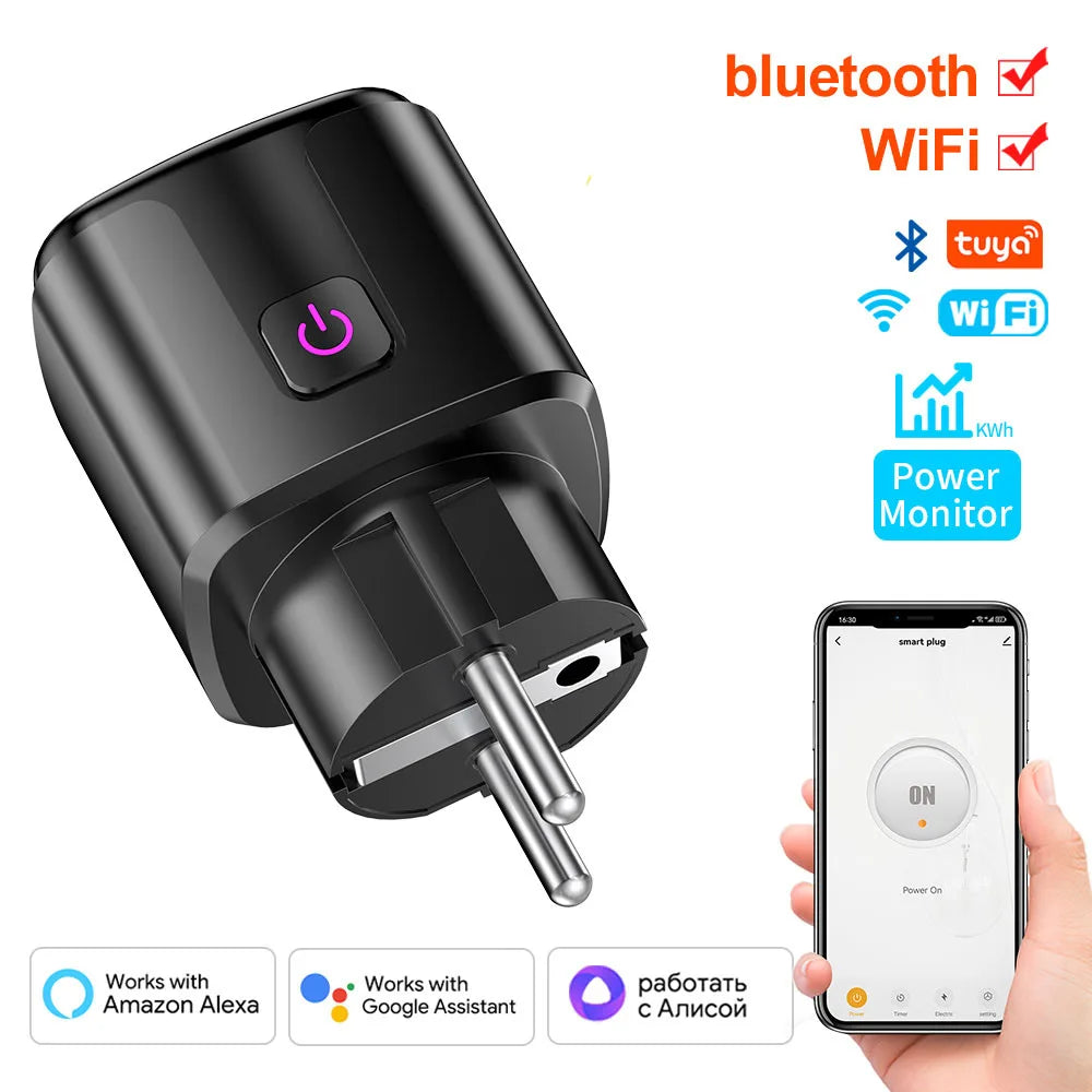 Smart Socket EU Plug WIFI 16/20A With Power Monitor Timing, Voice Control Work with Tuya APP Alexa Google Home Alice