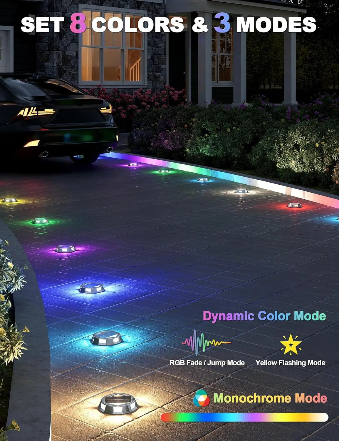 1/2/4PCS RGB Solar Ground Lights Solar Lights Outdoor IP68 Waterproof Solar Powered Landscape Lighting for Garden Yard Pathway
