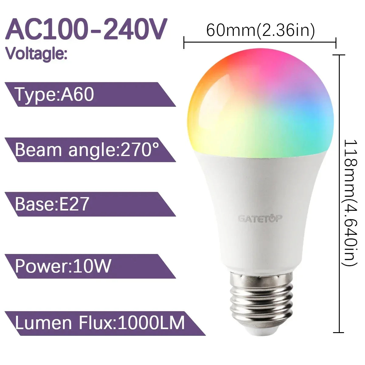 E27 Base RGB LED Bulb 24 Key Remote Control Dimmable 10W AC220V 110V Colorful Change For Bedroom Living Room Desk Lamp