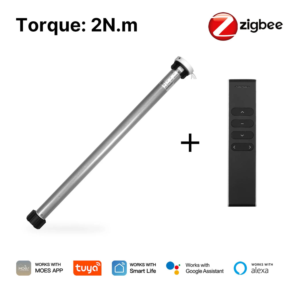 MOES Tuya Automatic Smart Zigbee Roller Shade Blinds Motor for 38mm Tube Remote Control work with Smart Life Alexa Google Home