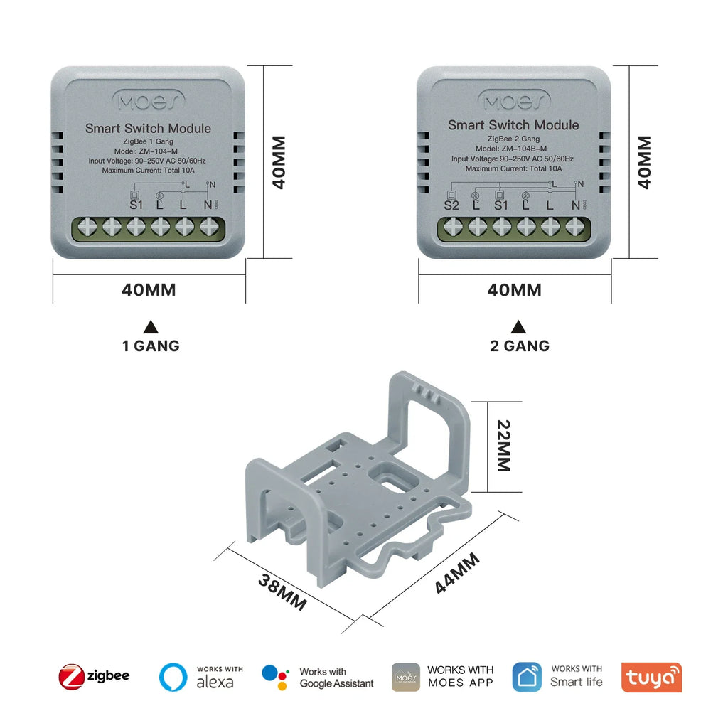 MOES Star Ring Series Mini Tuya WiFi/Zigbee Smart Switch DIY Module Light Switch 1/2 Gang Remote Control Work Alexa Google Home