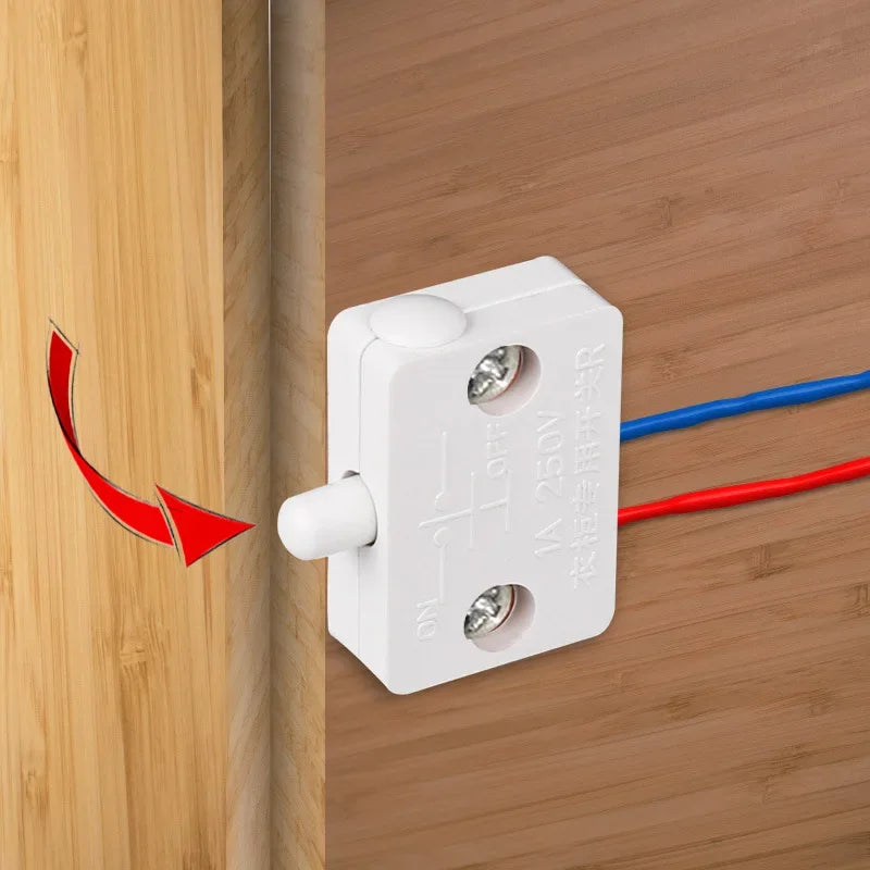 Wholesale Automatic Reset Cabinet Light Control Switch Wardrobe Closet Pantry White Black Normally Closed Lamp On Off Switch