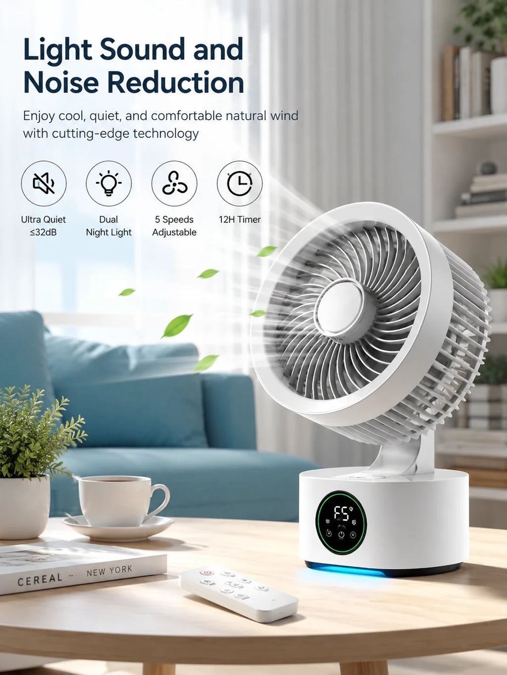 Smart Voice USB Fan Air Circulation Timer Fan Portable Night Light Function Fan, For Outdoor Travel And Student Dormitories