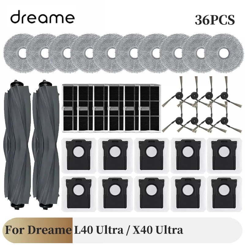 For Dreame L40 Ultra / X40 Ultra Vacuum Cleaner Accessories Main Side Brush HEPA Filter Mop Cloths Dust Bag Spare Parts