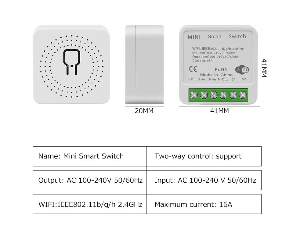 Tuya ZigBee or WiFi Smart Switch Automation Module Relay 16A Support 2 Way Control Breaker APP Voice for Alexa Google Home