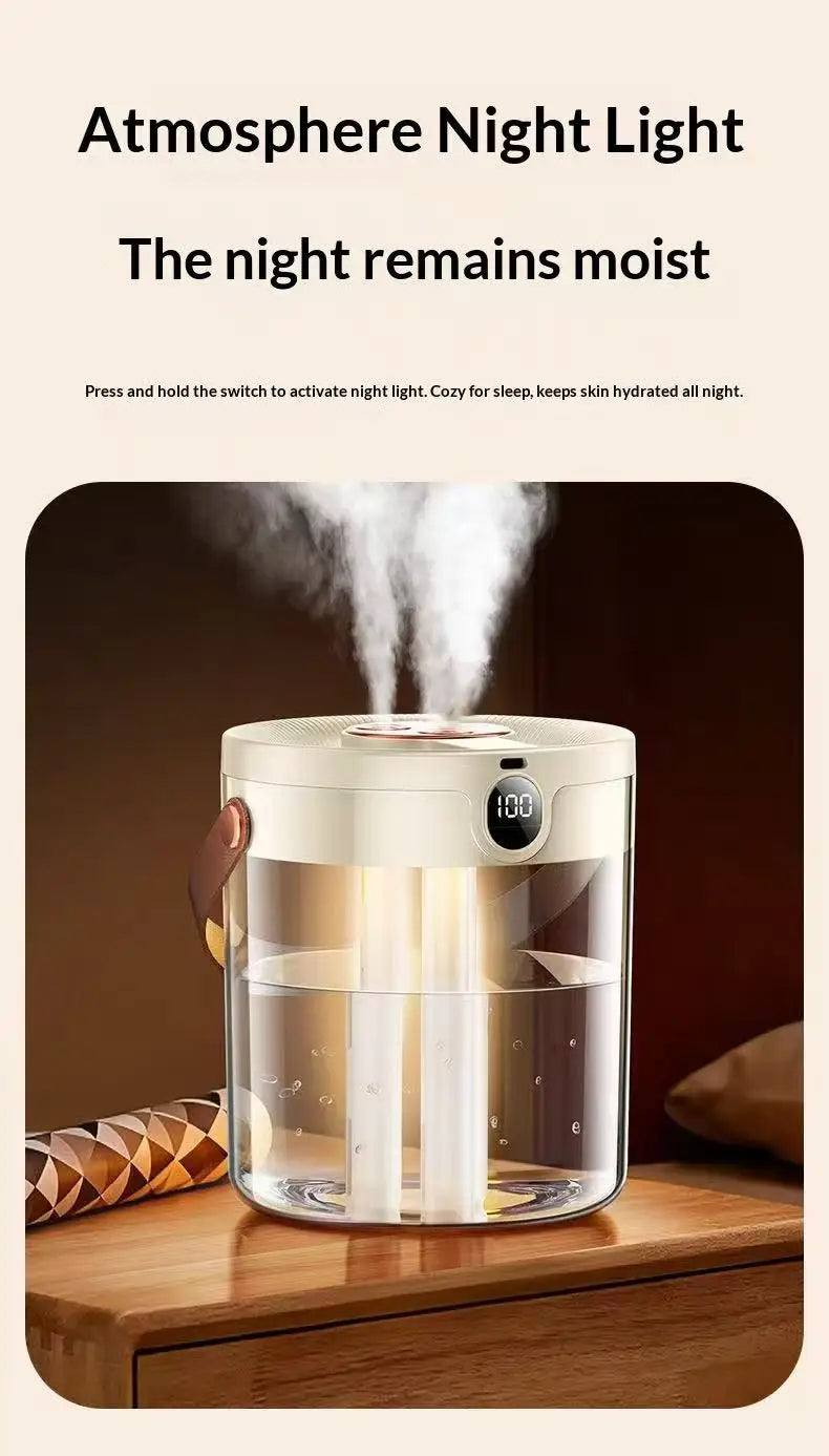 Smart 3 Spray Humidifier Digital Display Silent Large Volume Air Purifier Night Light Portable Desktop Home Bedroom Humidifier