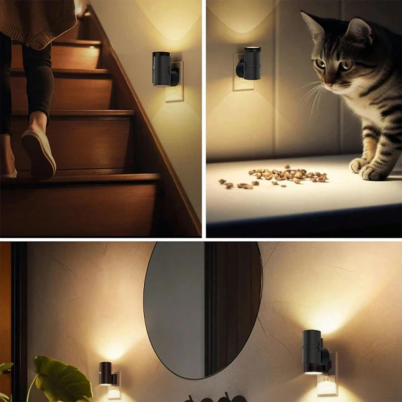 LED Night Light Plug in Dusk to Dawn Sensor Adjustable Brightness Dimmable Night Lights for Kitchen Hallway Bedroom Stairs