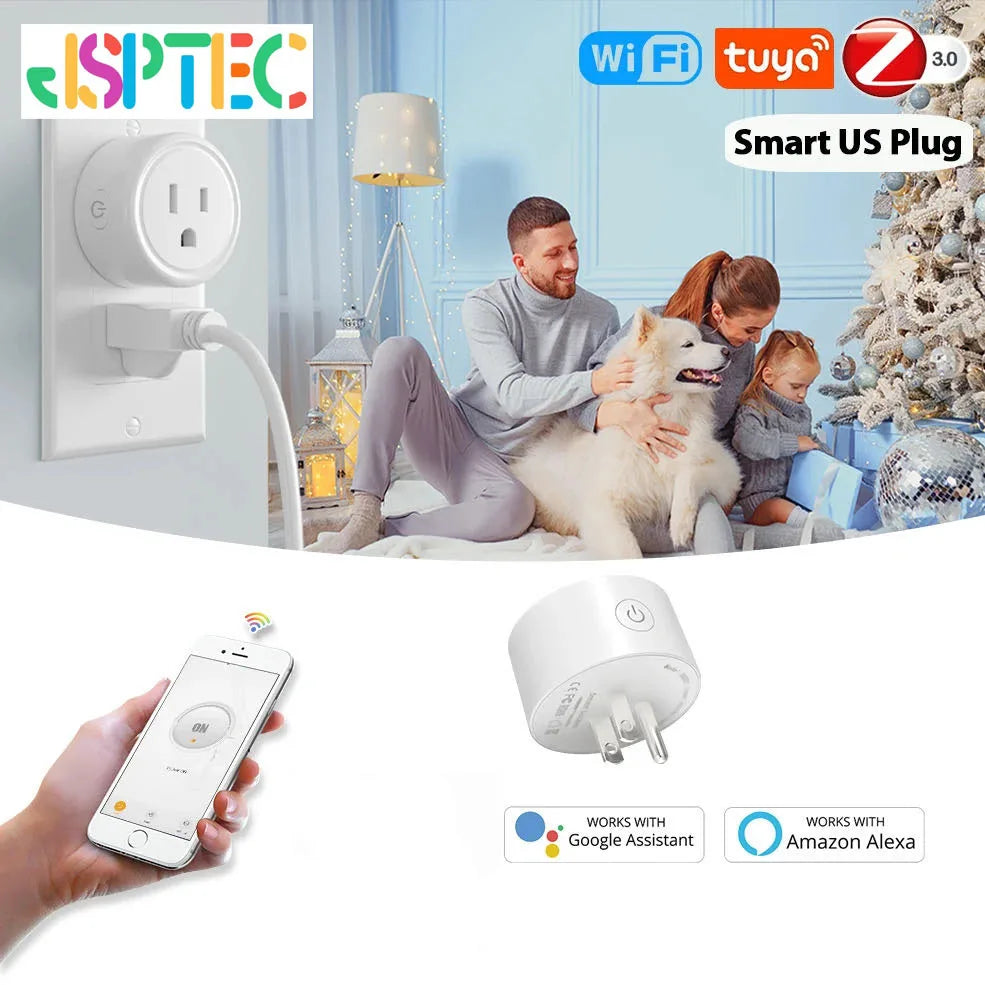 JSPTEC Smart Plug Zigbee WiFi Socket US Canada Mexico Peru Japan Timing Function Works With Alexa Google Home ZIGBEE3.0